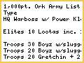 1,000pt. Ork Army List