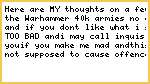My thoughts on the warhammer 40k armies