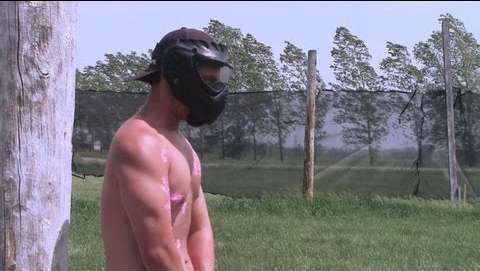 Dave takes 10 Paintballs to the bare chest 